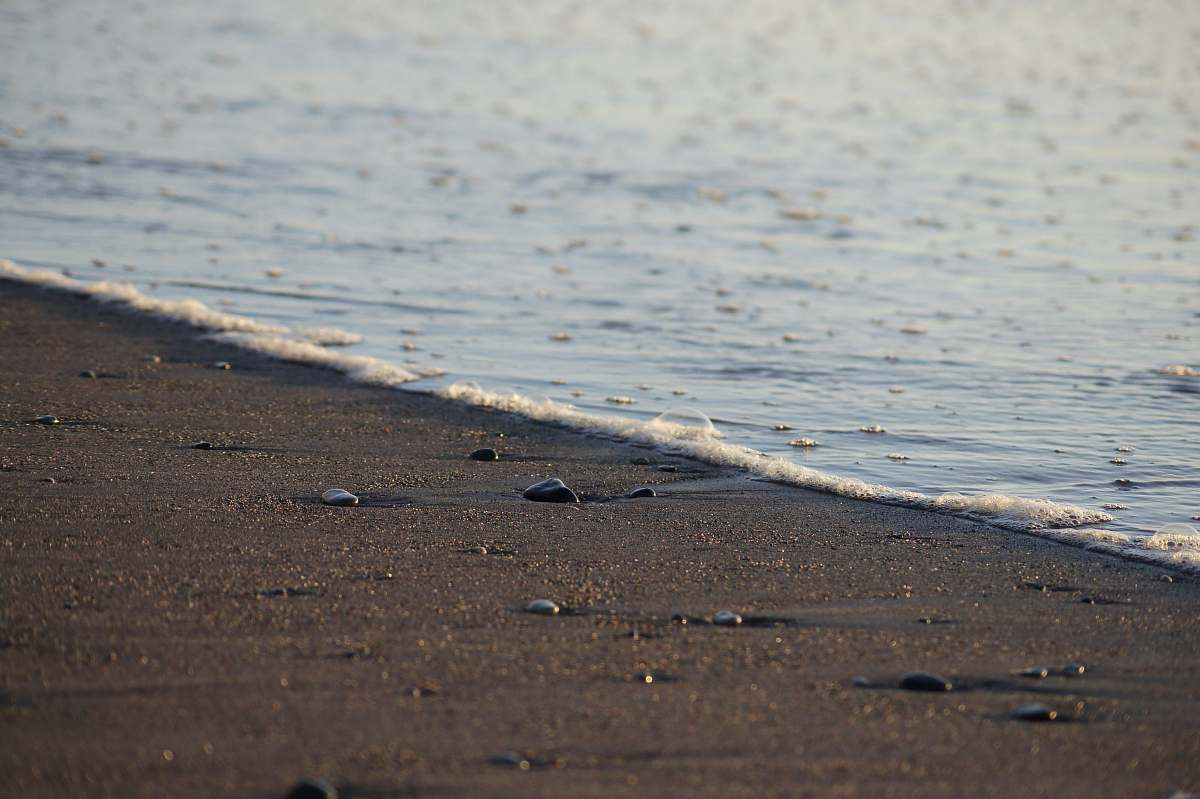 grey pebbles at shore crescent city